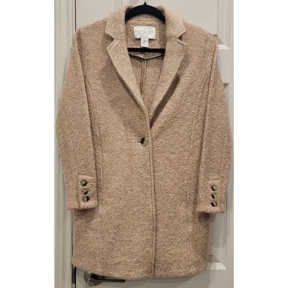 Chic Rachel Zoe Tan Wool/Viscose Blend Long Coat – Size Small - Picture 1 of 5